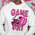 Leopard Game Day Pink American Football Tackle Breast Cancer Hoodie Funny Gifts