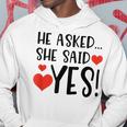 Lovely Funny He Asked She Said Yes Married Gift Hoodie Unique Gifts