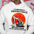Never Underestimate An Old Man With An Excavator Mechanic Hoodie Funny Gifts