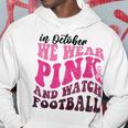 In October We Wear Pink Football Pumpkin Breast Cancer Hoodie Funny Gifts
