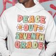 Peace Out Seventh Grade Cute Groovy Last Day Of 7Th Grade Hoodie Unique Gifts