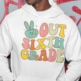 Peace Sign Out Sixth Grade Groovy Last Day School 6Th Grade Hoodie Unique Gifts