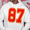 Red Number 87 White Yellow Football Basketball Soccer Fans Hoodie Personalized Gifts