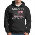 Armed And Dadly Funny Gun Lover Dad Usa Flag Fathers Day Hoodie
