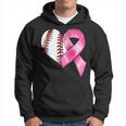 Baseball Heart Pink Ribbon Warrior Breast Cancer Awareness Hoodie