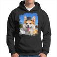 Corgi Face Dog Dogs Wearing Hat At Beach Funny Cute Hoodie