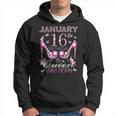 On January 16Th A Queen Was Born Aquarius Capricorn Birthday Hoodie