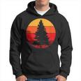 Lone Forest Rocky Mountain Pine Tree With Vintage Retro Sun Hoodie