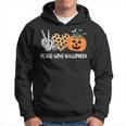 Peace Love Halloween Scary Pumpkin Leopard Skeleton Hoodie