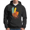 Peace Love Turkey Grateful Turkey Hand Sign Thanksgiving Hoodie