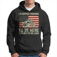 I Stopped Farming To Be Here Tractor Vintage American Flag Hoodie