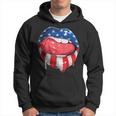 Usa Flag Dripping Lips 4Th Of July Patriotic American Hoodie