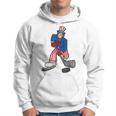 Abraham Lincoln Playing Hockey Funny 4Th Of July Hockey Hoodie