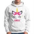 Ginger Personalized Pink Bow Unicorn Face Hoodie