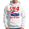 Kids 4 Year Old 4Th Racing Racecar Birthday Party Boys Girls Hoodie