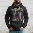 Armed And Dadly Funny Deadly Fathers Day Veteran Usa Flag Hoodie Gifts for Him