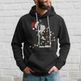 Black Cat Christmas Lights Cat Lover Xmas Pajama Hoodie Gifts for Him