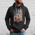Distressed Goldendoodle American Flag Patriotic Dog Hoodie Gifts for Him