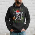Norwegian Elkhound Santa Hat Ugly Christmas Sweater Hoodie Gifts for Him