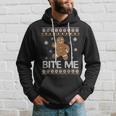 Ugly Christmas Sweater Bite Me Gingerbread Hoodie Gifts for Him