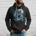 Grey Wolf Hunting Grounds Icy Moon Forest Galaxy Hoodie Gifts for Him
