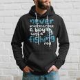 Never Underestimate A Boy With A Fishing Rod Angling Fishing Rod Funny Gifts Hoodie Gifts for Him
