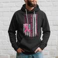 No One Fights Breast Cancer Alone American Flag Pink Ribbon Hoodie Gifts for Him