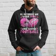 In October We Wear Pink Football Breast Cancer Awareness Hoodie Gifts for Him