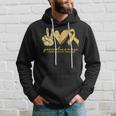 Peace Love Cure Yellow Ribbon Childhood Cancer Awareness Hoodie Gifts for Him