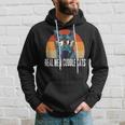 Real Men Cuddle Cats Cat Daddy Dad Vintage Retro Hoodie Gifts for Him