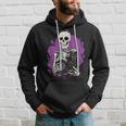 Skeleton Holding A Black Cat Lazy Halloween Costume Skull Hoodie Gifts for Him