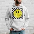 70S Yellow Smile Face Cute Checkered Smiling Happy Hoodie Gifts for Him