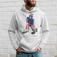 Abraham Lincoln Playing Hockey Funny 4Th Of July Hockey Hoodie Gifts for Him