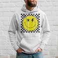 Checkered Lightning Eyes Yellow Smile Face Happy Face Hoodie Gifts for Him