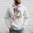 Fighter Rosie The Riveter Breast Cancer Awareness Hoodie Gifts for Him