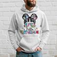 First Day Of School Hello 4Th Grade Girls Messy Bun Hoodie Gifts for Him