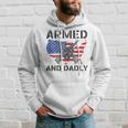 Funny Fathers Day Pun Us Flag Deadly Dad Armed And Dadly Hoodie Gifts for Him