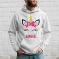Ginger Personalized Pink Bow Unicorn Face Hoodie Gifts for Him
