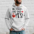 Lovely Funny He Asked She Said Yes Married Gift Hoodie Gifts for Him