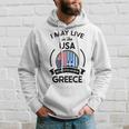 May Live In The Usa But My Story Began In Greece Flag Gift Usa Funny Gifts Hoodie Gifts for Him