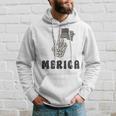 Merica Peace Sign 4Th Of July American Flag Skeleton Hand Hoodie Gifts for Him
