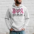 Peace Love Cure Breast Cancer Awareness Warrior Pink Ribbon Hoodie Gifts for Him