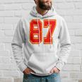 Red Number 87 White Yellow Football Basketball Soccer Fans Hoodie Gifts for Him