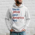 Retro Loves Jesus And America Too 4Th Of July Gifts Hoodie Gifts for Him