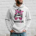 Support Squad Messy Bun Pink Warrior Breast Cancer Awareness Breast Cancer Awareness Funny Gifts Hoodie Gifts for Him