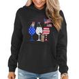 Cat 4Th Of July Costume Red White Blue Wine Glasses Funny Women Hoodie