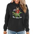 Corgi Dog Riding Dinosaur Christmas Family Matching Women Hoodie