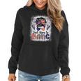 Funny 4Th Of July Just Here To Bang Messy Bun American Flag Women Hoodie
