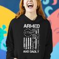 Armed And Dadly Funny Deadly Father For Fathers Day Usa Women Hoodie Gifts for Her