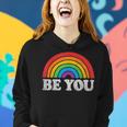 Be You Pride Lgbtq Gay Lgbt Ally Rainbow Flag Retro Galaxy Women Hoodie Gifts for Her